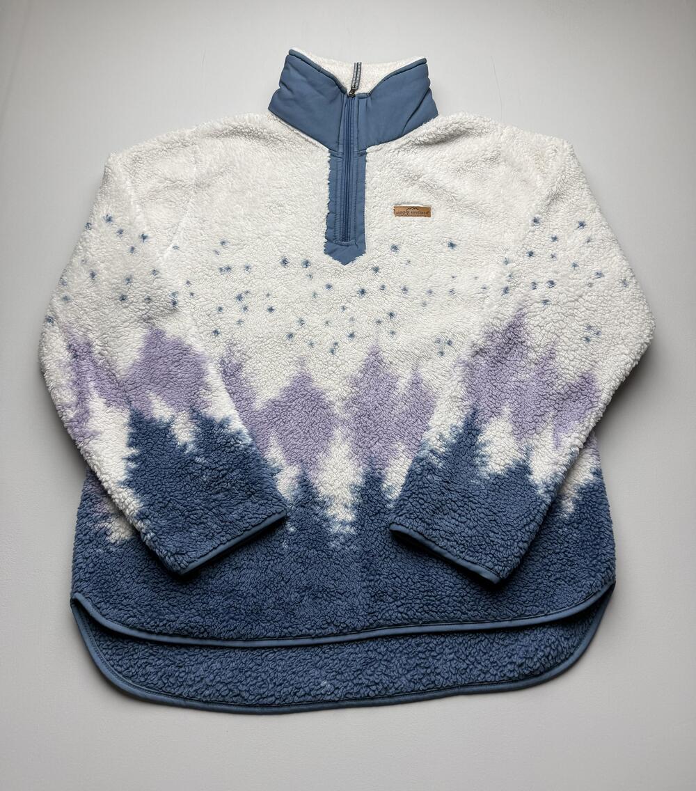 Simply Southern Jacket Womens XXL Multicolor Fleece 1/4 Zip Trees Stars Outdoor